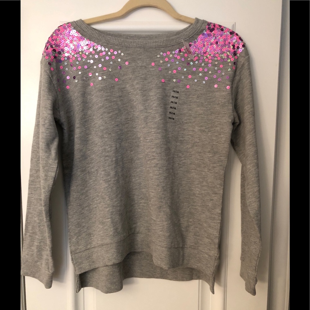 Justice sequin shoulder sweatshirt NWT
